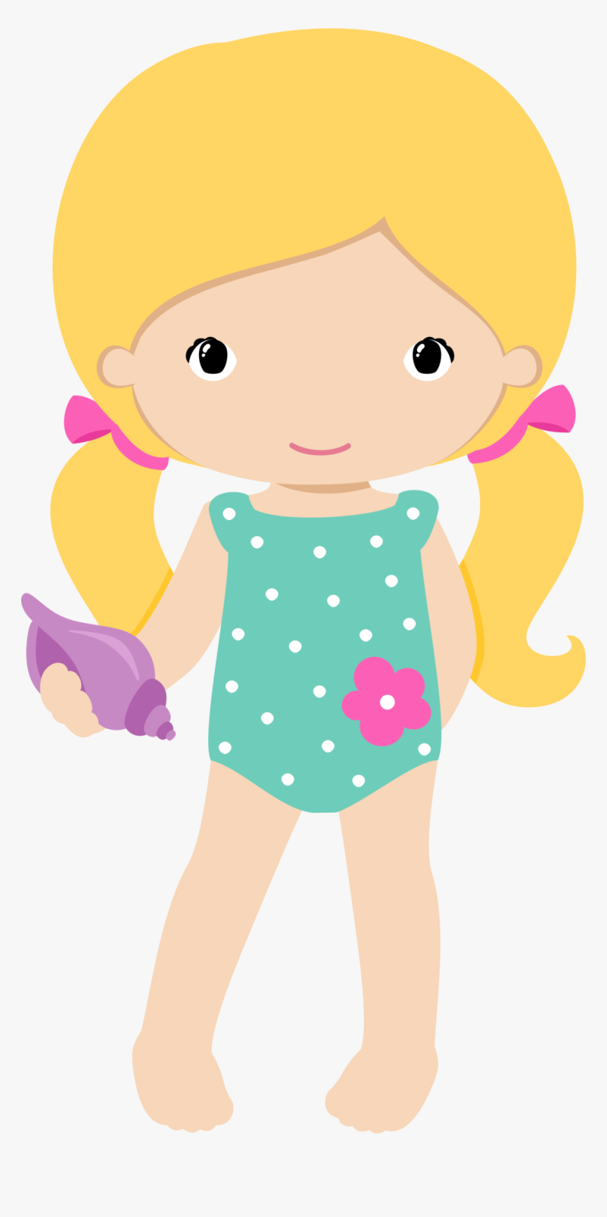 Google Clipart Swimming Kit - Girl Clipart On Beach, HD Png Download