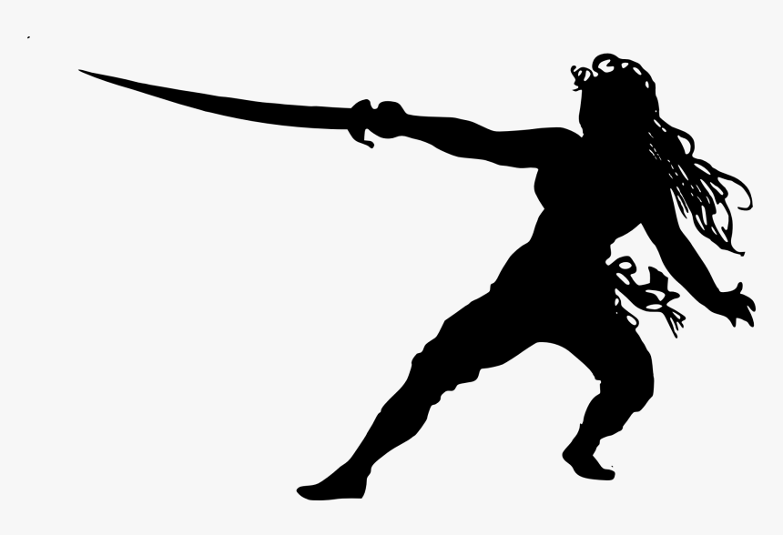 Swashbuckler Piracy Captain Hook Jack Sparrow Peter - Female Pirate Silhouette Clip Art, HD Png Download