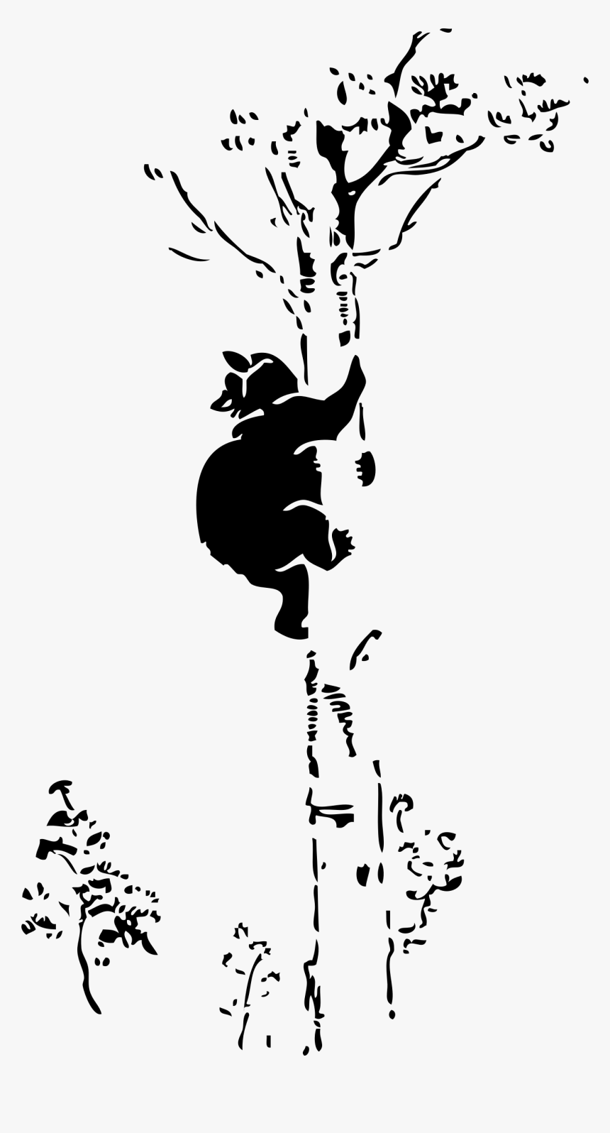 Transparent Tree Silhouette Vector Png - Bear In Tree Silhouette, Png Download