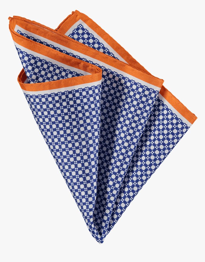 100% Silk Pocket Square In Navy White And Orange With - Pañuelo De Tela Animado, HD Png Download