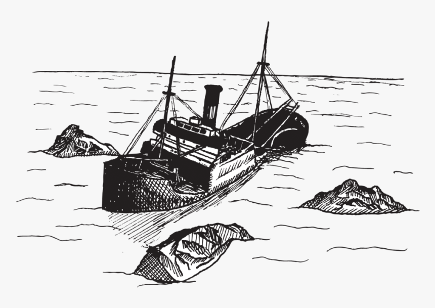 Shipwreck - Man Fishing In Board With Sketch, HD Png Download