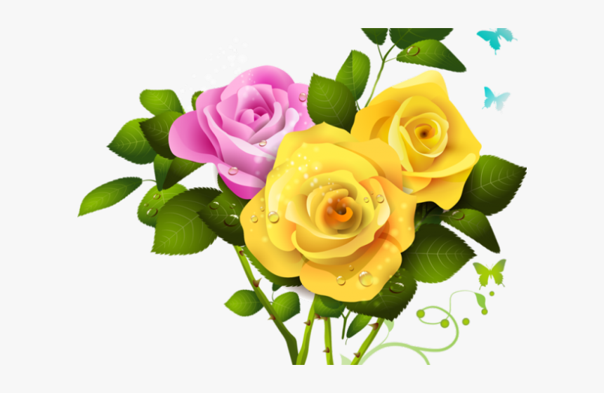 Yellow Rose Clipart - Pink Rose And Yellow Rose, HD Png Download