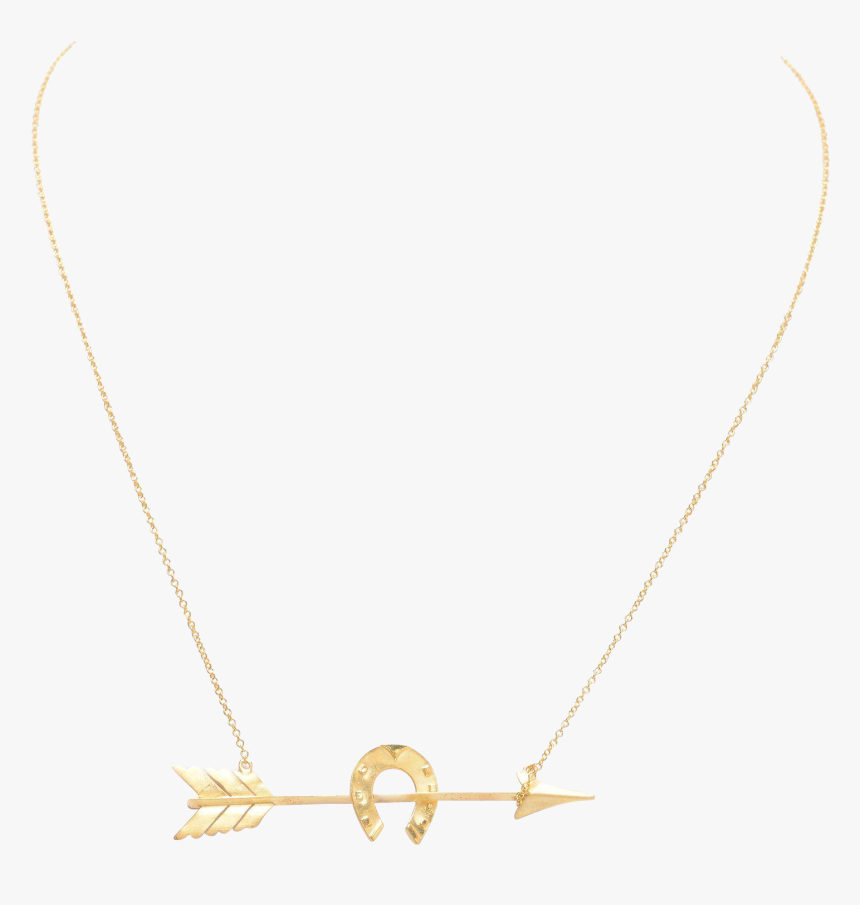 Gold Arrow And Horseshoe Necklace - Necklace, HD Png Download
