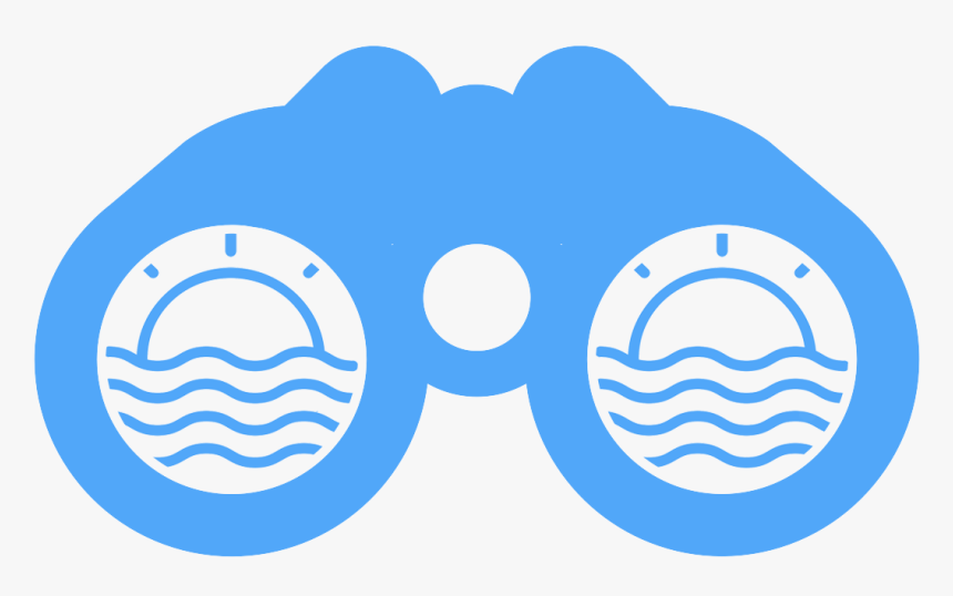 Binoculars Looking At Sun Setting Behind Waves, HD Png Download