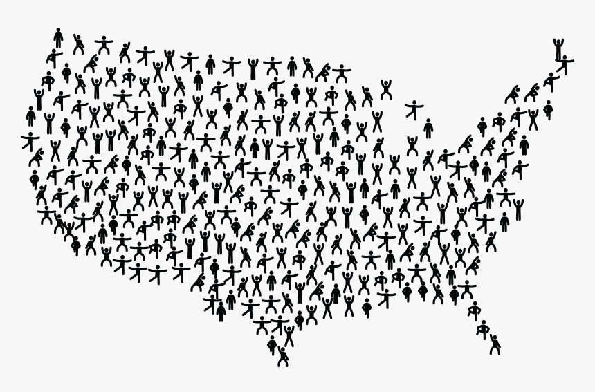 Free Clipart Of A United States Map Of Fitness People - United States Map With People Png, Transparent Png