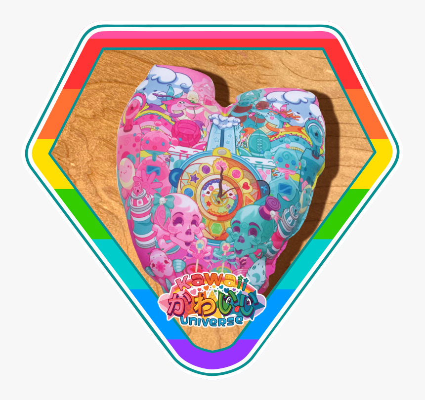 Kawaii Universe Cute Heart Crest Pink N Teal Pillow - Kawaii Universe, HD Png Download