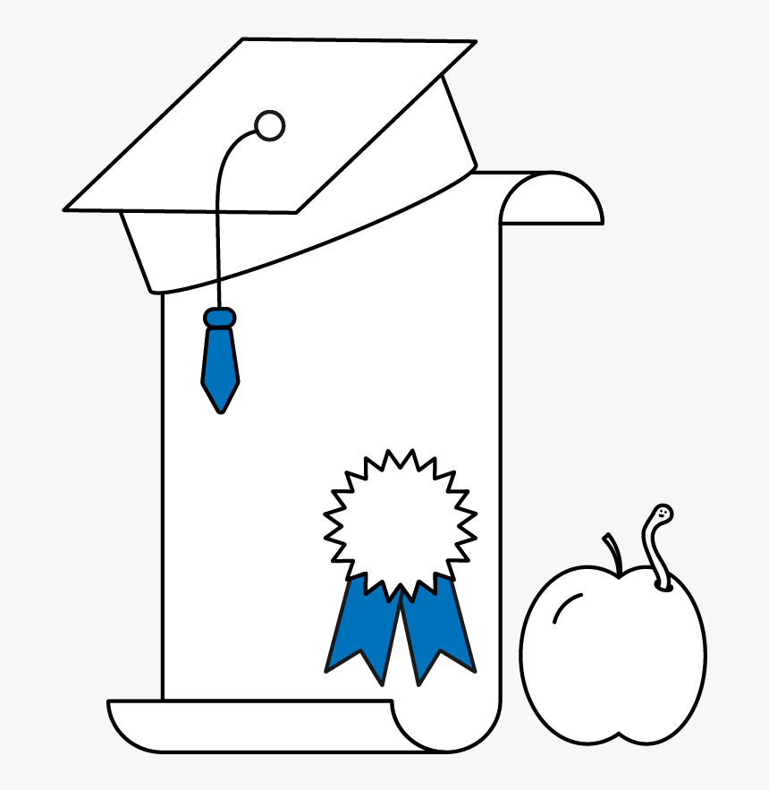 Graduation Cap, Certificate, And Apple, HD Png Download