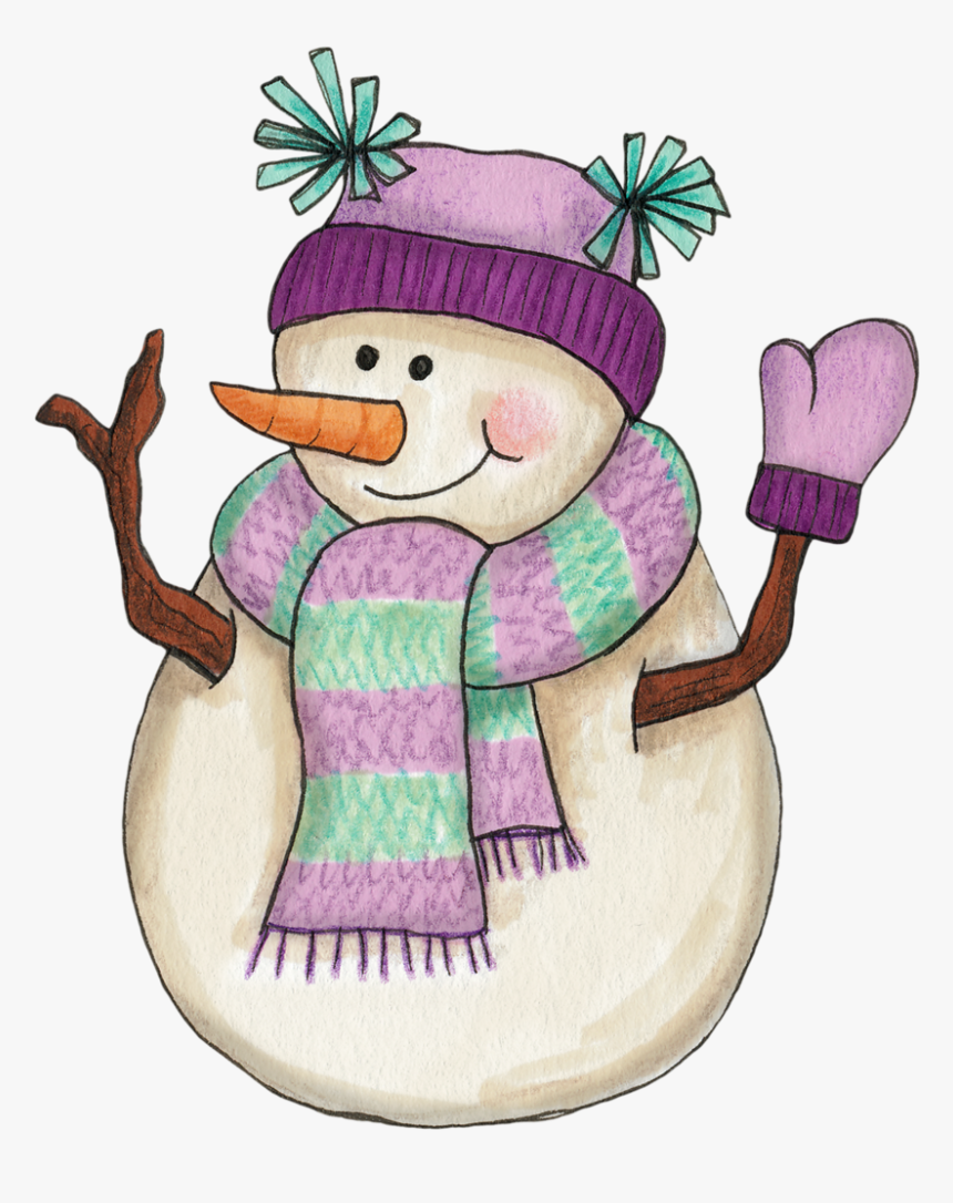 Snowman In Lavender - Girl Snowman Png, Transparent Png