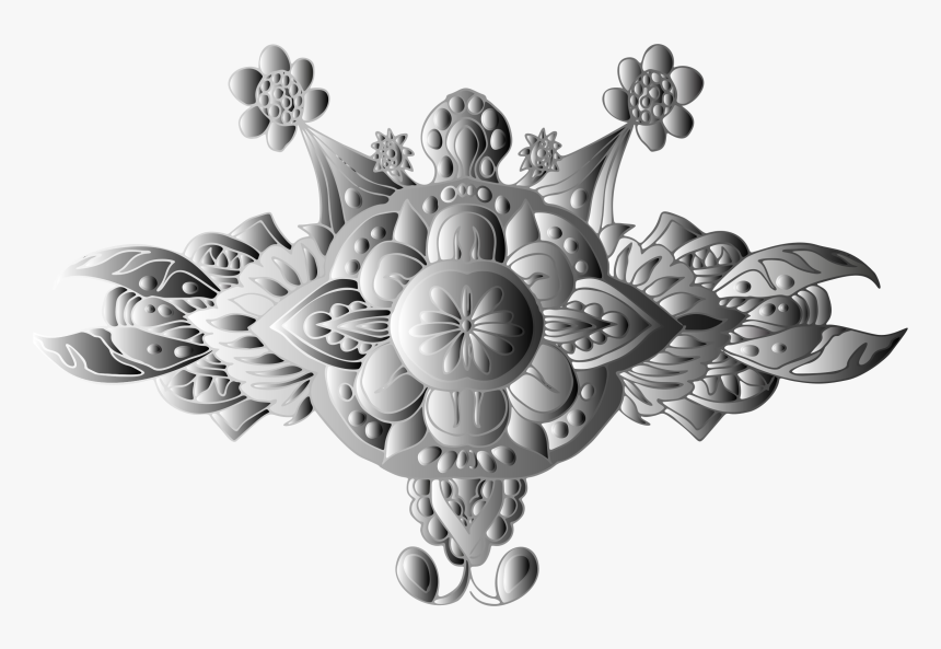 Grayscale Floral Hand Drawn Line Art Clip Arts - Illustration, HD Png Download