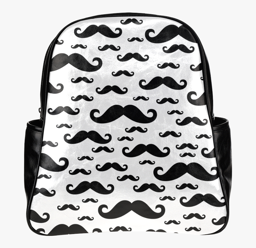 Black Handlebar Mustache / Moustache Pattern Multi-pockets - Mosstache Bags, HD Png Download