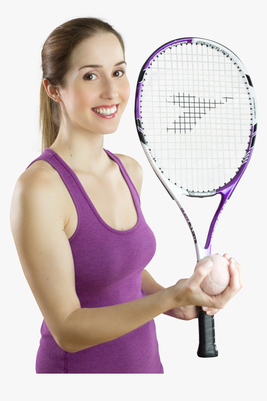 Smiling Woman With A Tennis Racket Png Image - Woman With A Tennis Racket, Transparent Png