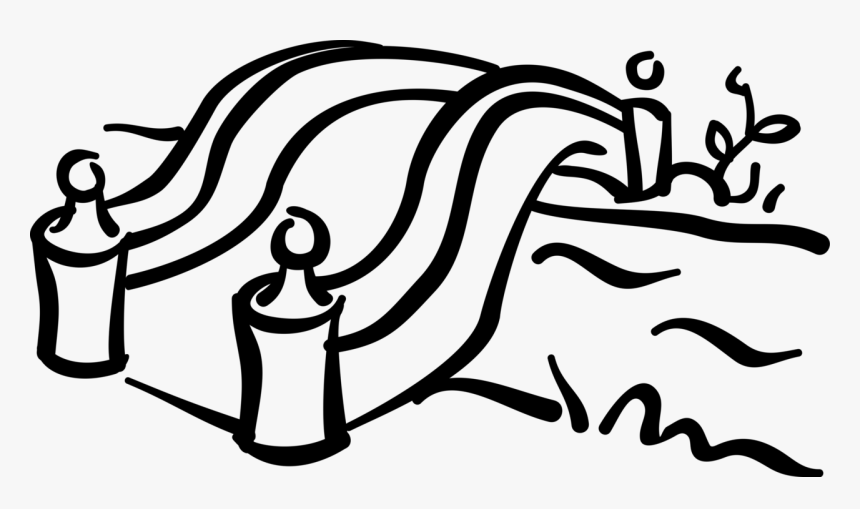 Vector Illustration Of Walking Bridge Over Water Stream - Free Water Stream Vector, HD Png Download