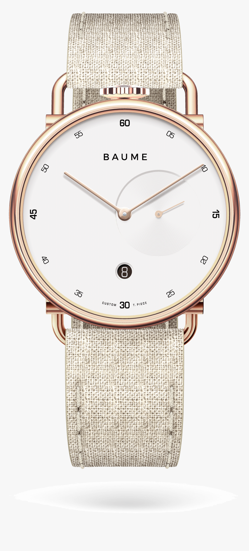 41mmdate Unisex Custom Watch Ronda Golden Case Linen - Analog Watch, HD Png Download