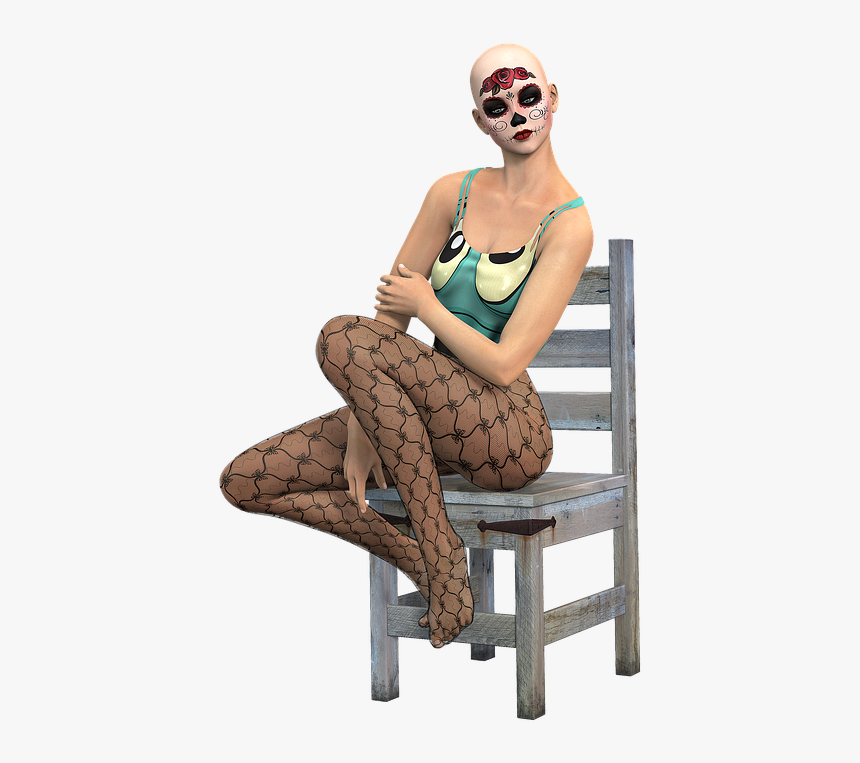 Woman, Sitting, Chair, Fishnet Stockings, Clothing - Woman Sitting In Chair Png, Transparent Png