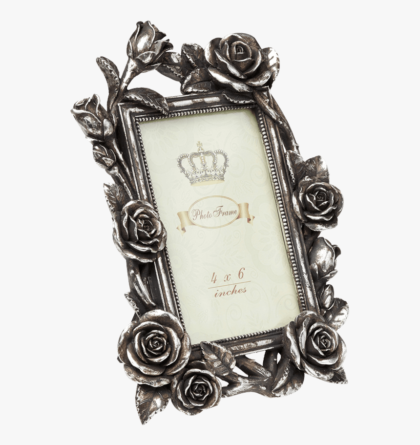 Rose Vine Antiqued Silver Photo Frame Alchemy Png - Picture Frame, Transparent Png