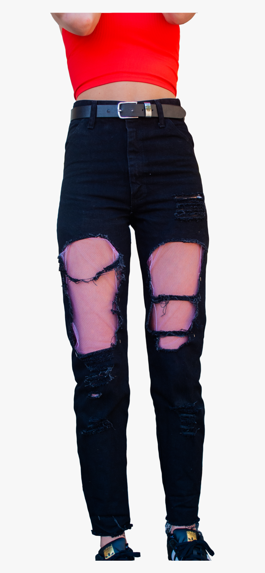 High-rise Black Fishnet Jeans , Png Download - Pocket, Transparent Png