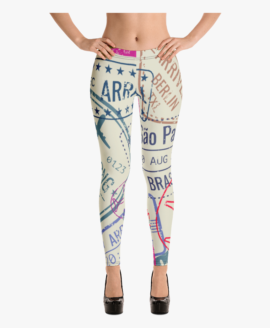 Passport Stamps Leggings - Cruella De Vil And Dalmatian Costumes, HD Png Download