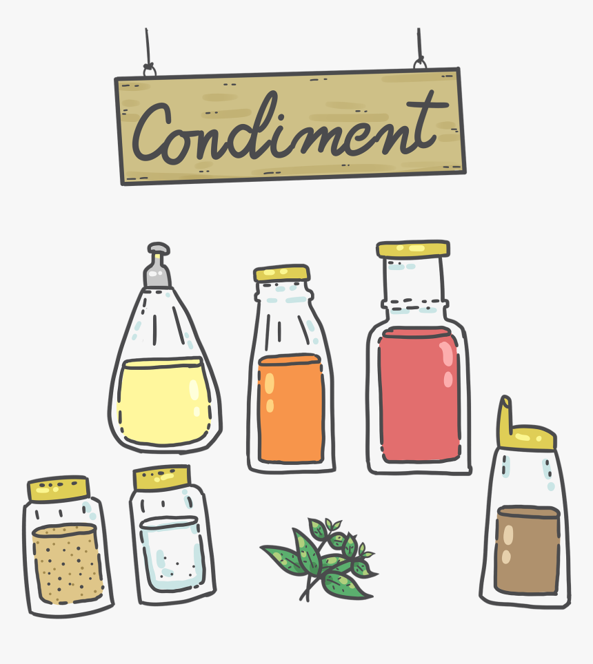 Condiment, Sauce, Pepper, Seasoning, Kitchen, Bottle - Sauces And Salt Cartoon, HD Png Download