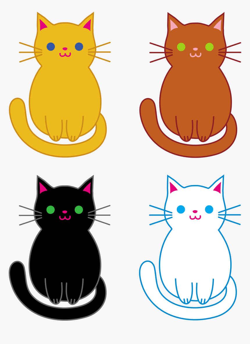 Cute Black Cat Cartoon, HD Png Download