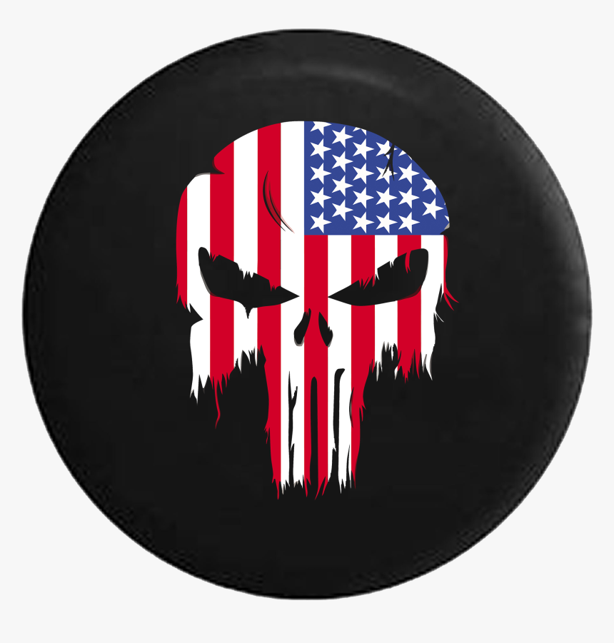 Tattered American Flag Punisher Skull Rv Camper Spare - Punisher Skull American Flag, HD Png Download