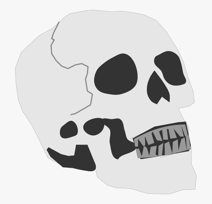 Head,black And White,skull - Cartoon Skull Png Public Domain, Transparent Png