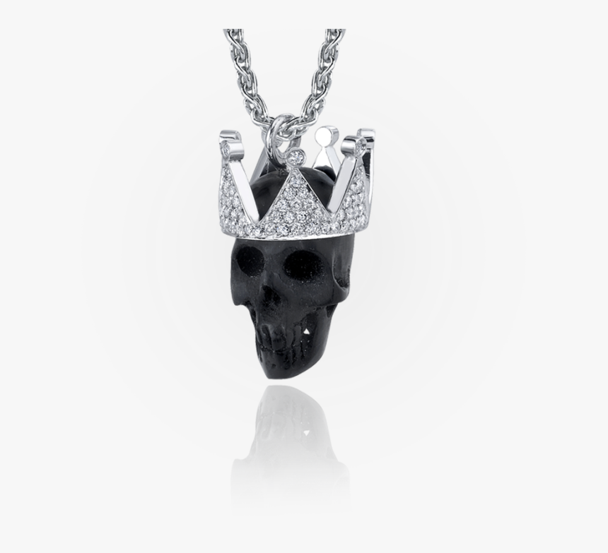 Black Ivory Skull & Diamond Crown Pendant - Pendant, HD Png Download