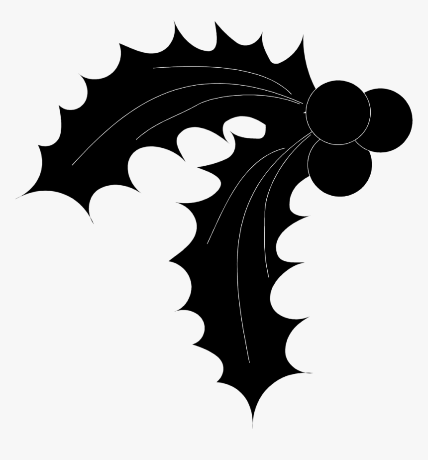 Holly Leaf Clipart Black And White Free Transparent - Clip Art, HD Png Download
