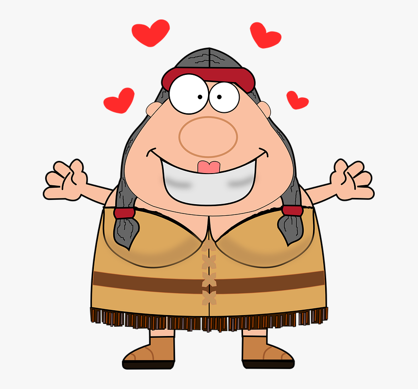 Hug, Indian, Kiss, Maiden, Woman, Girl - Confused Native American Cartoon, HD Png Download