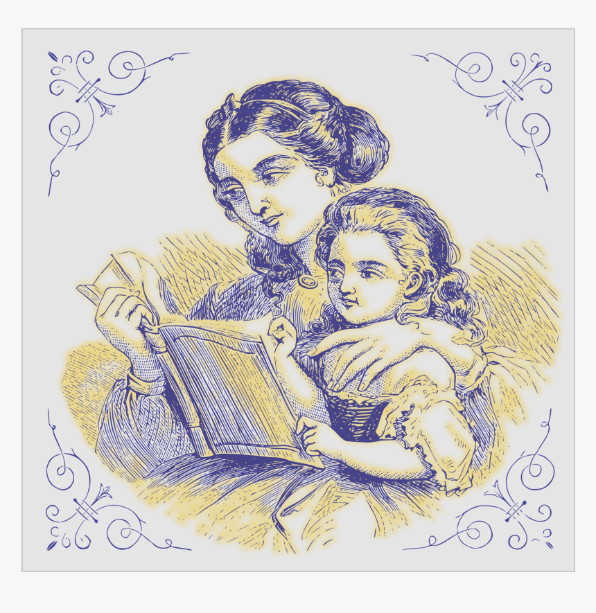 Mother Reading For Her Daughter 01 Clip Arts - Mother And Daughter Image Free Download, HD Png Download