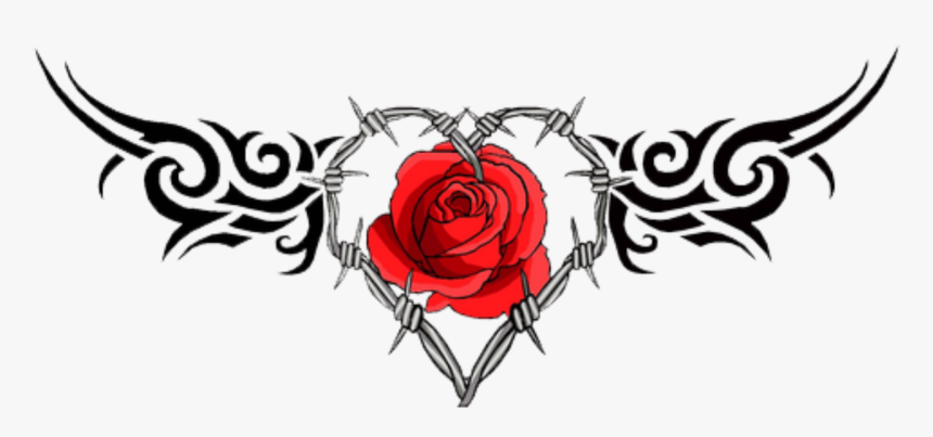 Rose Tattoo Clipart Picsart Png - Rose With Barbed Wire Tattoo, Transparent Png