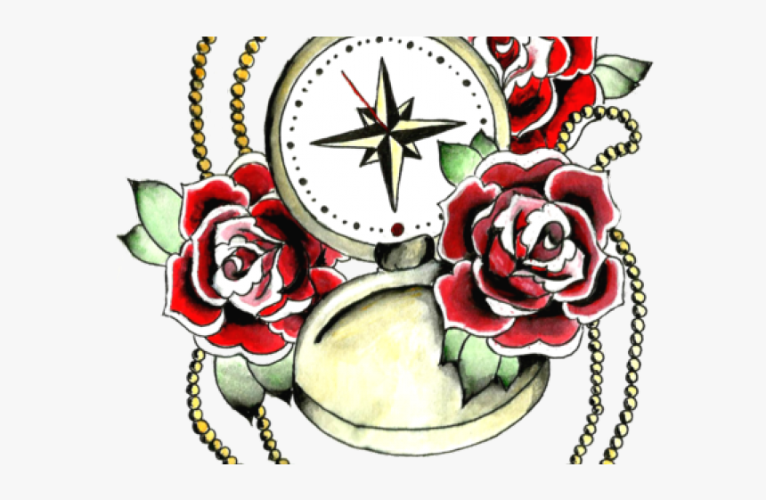 Compass Art Designs Rose Flower, HD Png Download