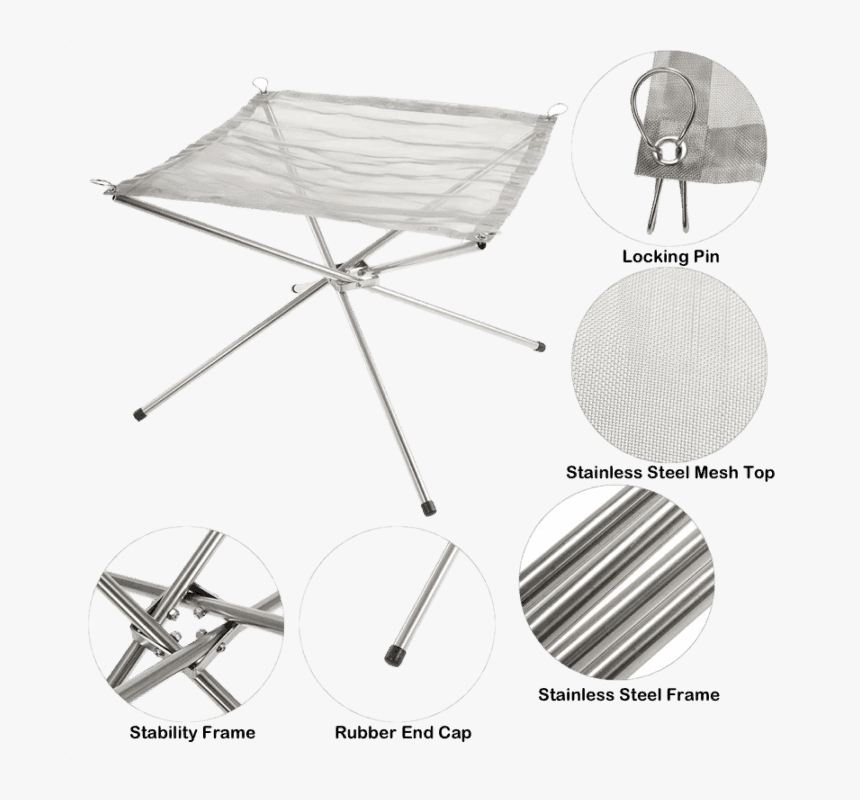 Steel Mesh Fire Pit Details - Folding Table, HD Png Download