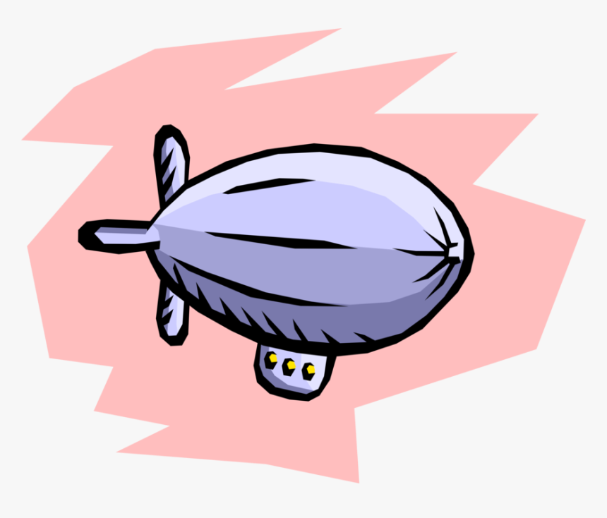 Vector Illustration Of Dirigible Or Blimp Airship Lighter - Cartoon, HD Png Download