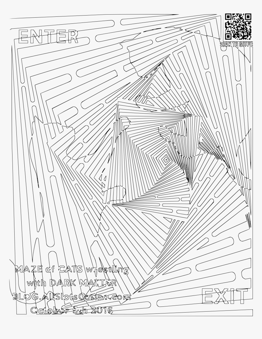 Coloring For Adults Maze Of Cats Wrestling Some Dark - Maze Adult, HD Png Download