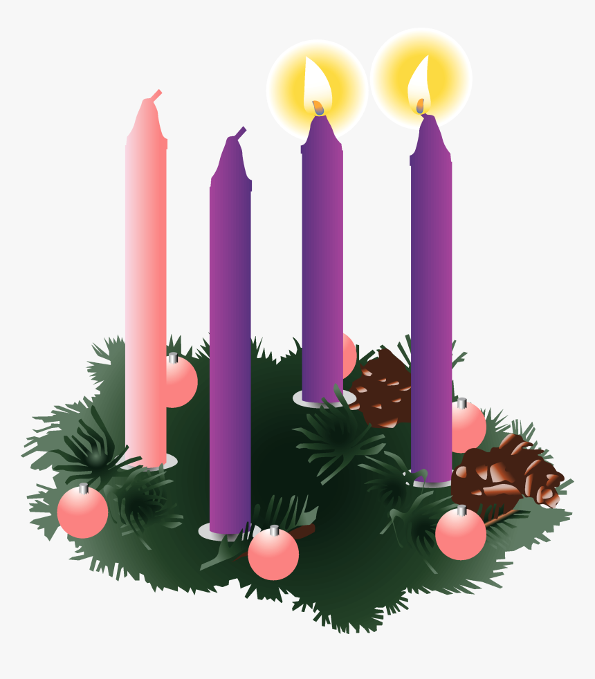 2nd Sunday Of Advent C - Three Advent Candles Lit, HD Png Download