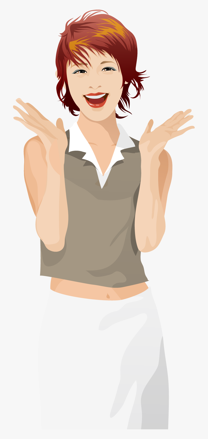 Short-haired Beauty Material Hand To Vector Laugh Clipart - Illustration, HD Png Download