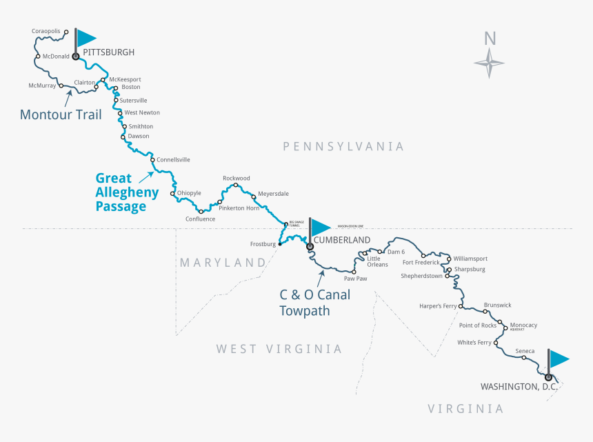 Greater Allegheny Passage Trail Map, HD Png Download