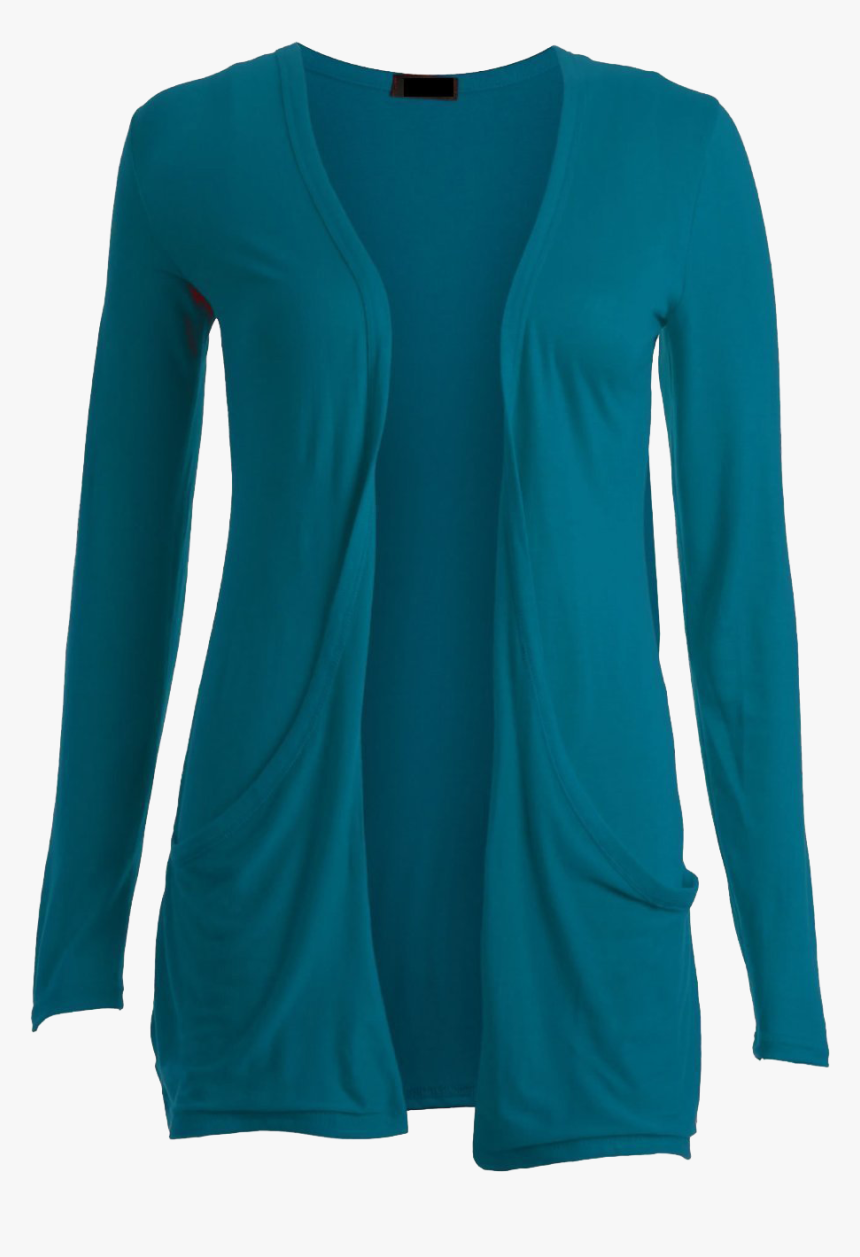 Women Shrug Png - Woman Blue Green Cardigan, Transparent Png