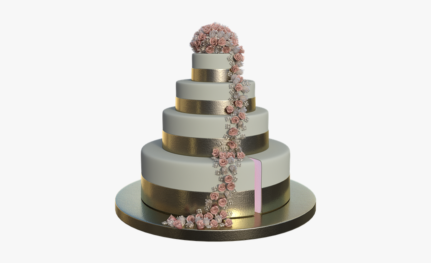 Cake, Wedding, Roses, Flowers, Slice, Dessert, Sweet - Bolo Casamento Png, Transparent Png