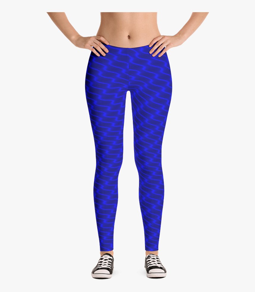 Neon Wavy Lines Blue Leggings - Leggings, HD Png Download
