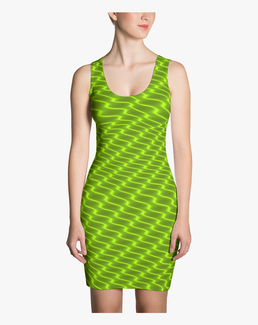 Neon Wavy Lines Yellow Dress - Tight Summer Dress Dots, HD Png Download
