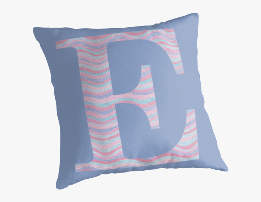 Initial E Rose Quartz And Serenity Pink Blue Wavy Lines - Cushion, HD Png Download