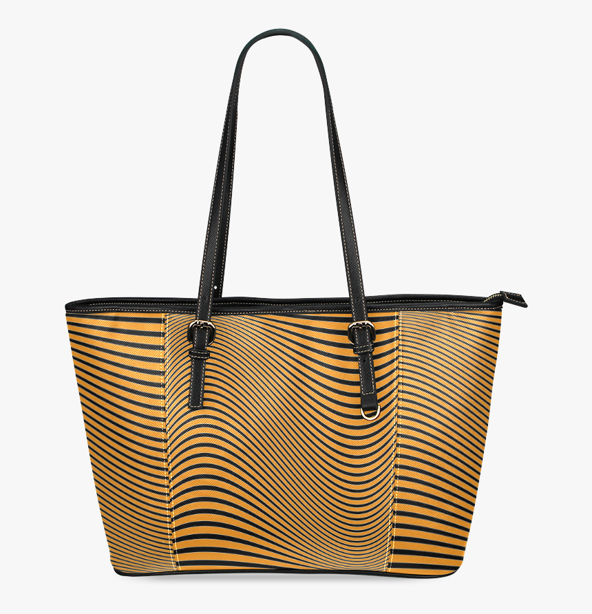 Orange And Black Wavy Lines Leather Tote Bag/small - Alcohol Ink On Leather, HD Png Download