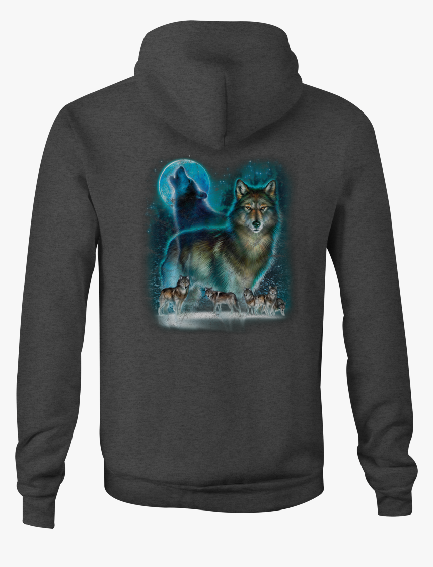 Wolf Zip Up Hoodie Howling At Moon Hooded Sweatshirt - Alaskan Malamute, HD Png Download