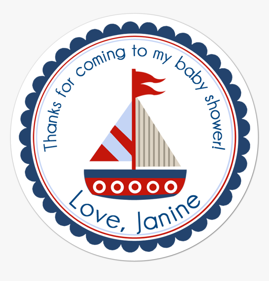 Nautical Sailboat Personalized Sticker - Nautical Baby Shower Invitations, HD Png Download