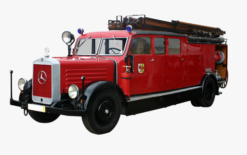 Fire Truck, Volunteer Firefighter, Oldtimer - Brandbil Png, Transparent Png