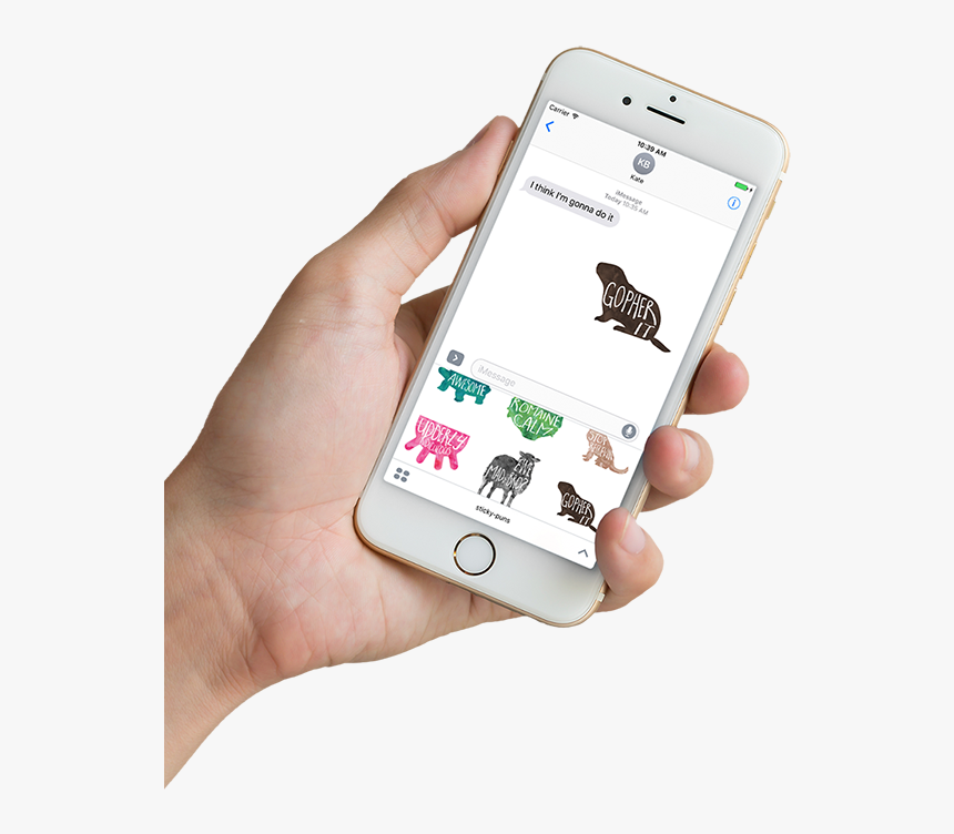 Hand Holding Iphone With Sticky Puns Stickers For Imessage - Iphone Air Quality App, HD Png Download