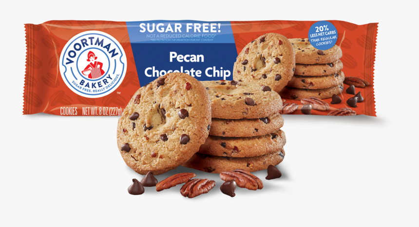 Sugar Free Pecan Chocolate Chip - Voortman Sugar Free Pecan Chocolate Chip, HD Png Download