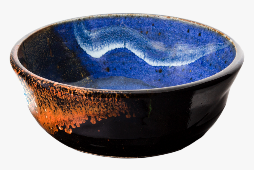 Cereal Bowl Handmade Pottery Cobalt Blue & Brown 3/4 - Bowl, HD Png Download