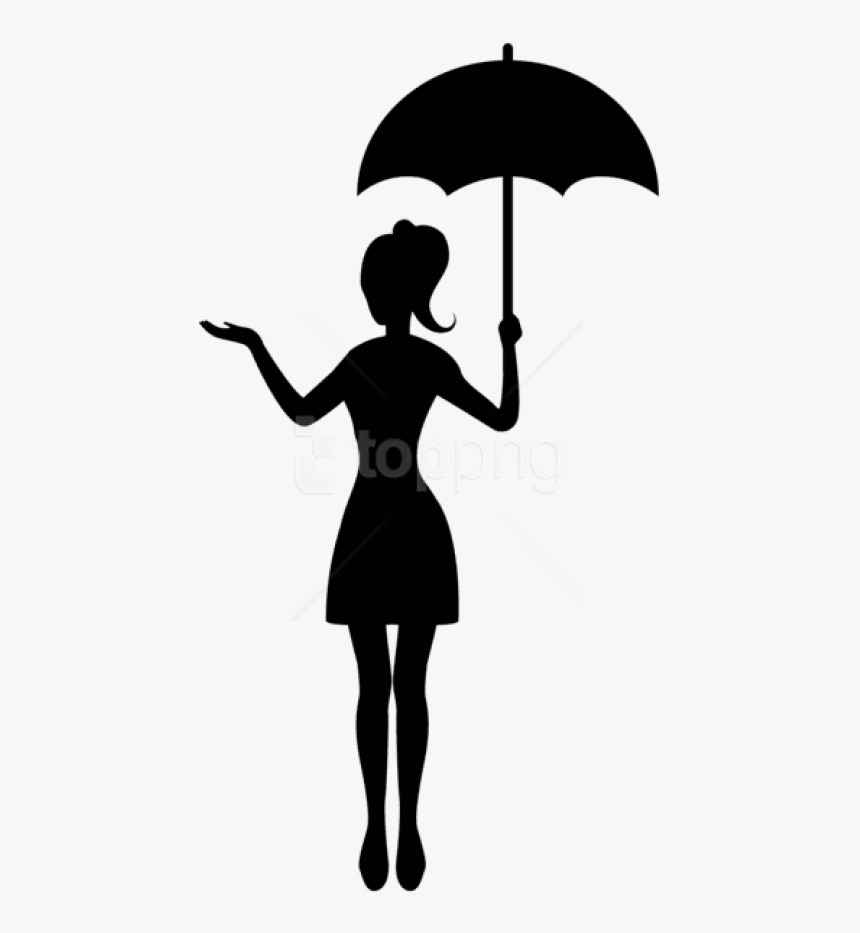 Free Png Girl With Umbrella Silhouette Png - Girl Holding Umbrella Silhouette, Transparent Png